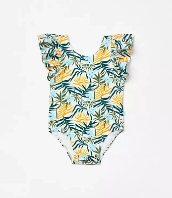 Posh Peanut X LOFT Sunset One Piece Ruffled Flutter Sleeve Swimsuit