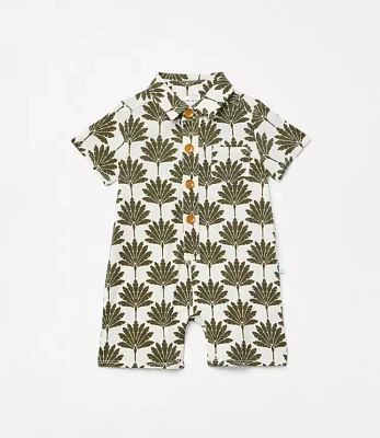 Posh Peanut X LOFT Palm Short Sleeve Collared Henley Romper