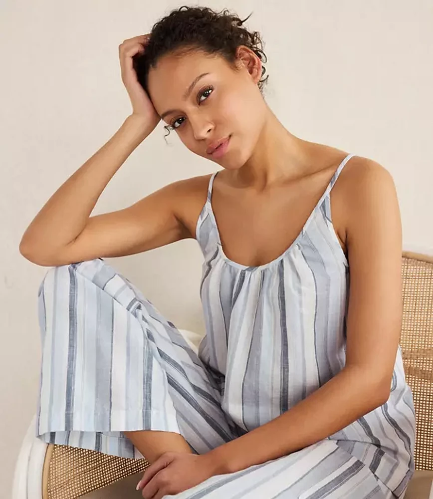 Haven Well Within Organic Cotton Linen Coastal Stripe Sleep Cami