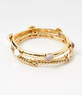 Mother Of Pearl Twist Stretch Bracelet Set