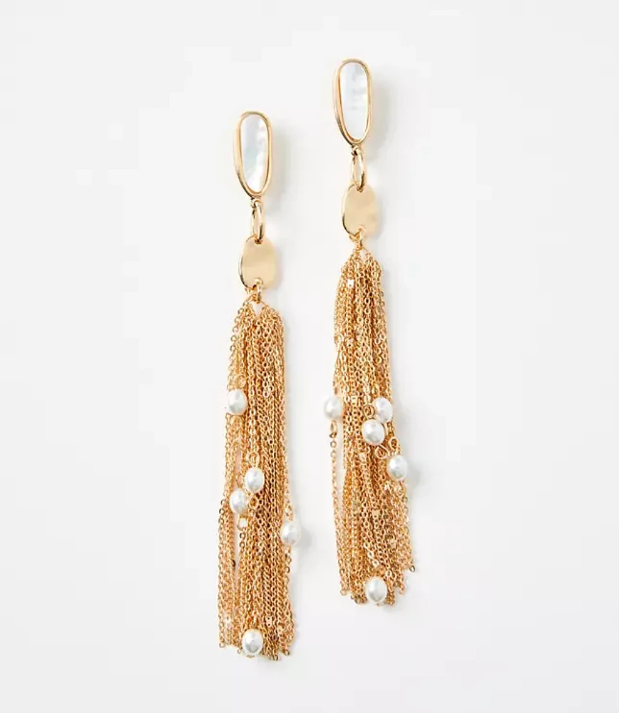 Pearlized Chain Drop Earrings