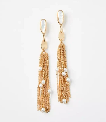 Pearlized Chain Drop Earrings