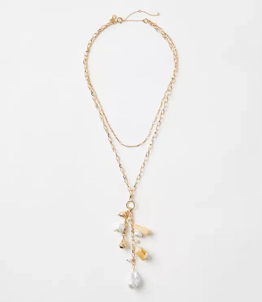 Pearlized Cluster Charm Necklace