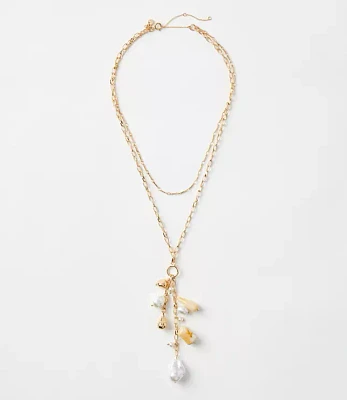 Pearlized Cluster Charm Necklace