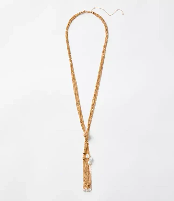 Pearlized Chain Extra Long Y Necklace