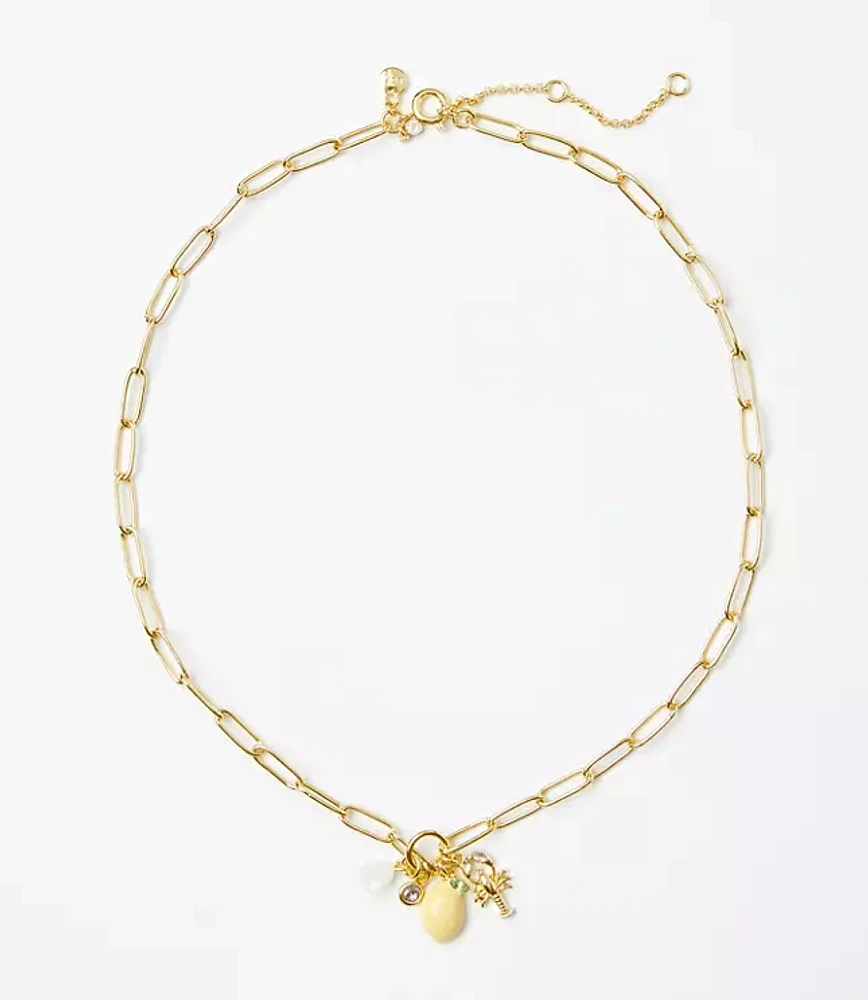 Lemon Lobster Cluster Necklace