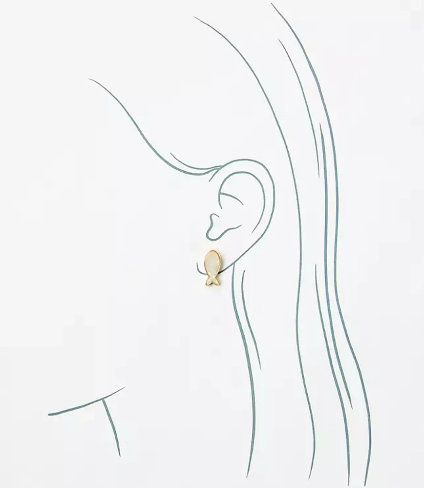 Mother Of Pearl Fish Stud Earrings
