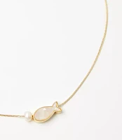 Mother Of Pearl Fish Charm Necklace