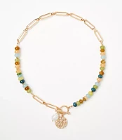 Pearlized Hammered Beaded Toggle Necklace