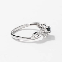 Oval Sapphire and Diamond Ring 10K White Gold