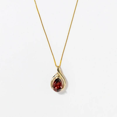 Garnet Necklace in 10K Yellow Gold