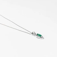 Marquise Emerald Pendant in 10K White Gold