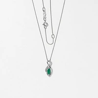 Marquise Emerald Pendant in 10K White Gold