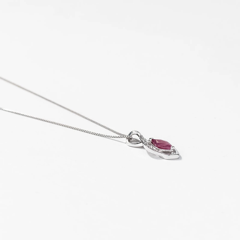 Marquise Ruby Pendant in 10K White Gold