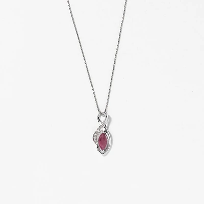 Marquise Ruby Pendant in 10K White Gold