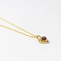 Heart Shaped Garnet Necklace in 10K Yellow Gold