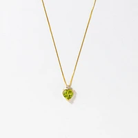 Heart Shaped Peridot Necklace in 10K Yellow Gold