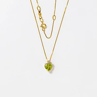 Heart Shaped Peridot Necklace in 10K Yellow Gold