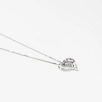 Diamond Heart Ribbon Necklace in 10K White Gold (0.015ct tw)
