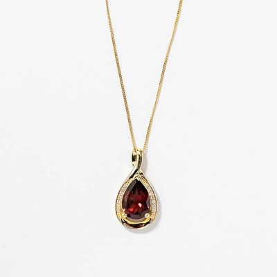 Garnet Necklace in 10K Yellow Gold