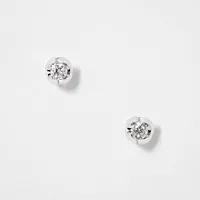 Tension Set Solitaire Canadian Diamond Stud Earrings in 14K White Gold