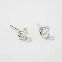 Tension Set Solitaire Canadian Diamond Stud Earrings in 14K White Gold