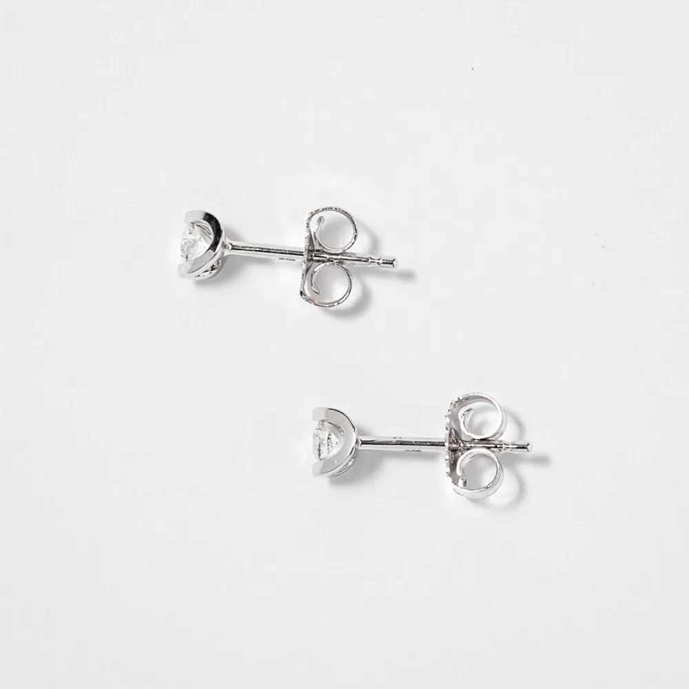 Tension Set Solitaire Canadian Diamond Stud Earrings in 14K White Gold