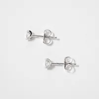 Tension Set Solitaire Canadian Diamond Stud Earrings in 14K White Gold