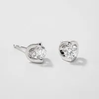 Tension Set Solitaire Canadian Diamond Stud Earrings in 14K White Gold