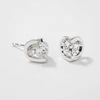Tension Set Solitaire Canadian Diamond Stud Earrings in 14K White Gold