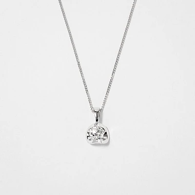 Tension Set Canadian Diamond Solitaire Necklace in 14K White Gold (0.2