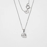 Tension Set Canadian Diamond Solitaire Necklace in 14K White Gold (0.2