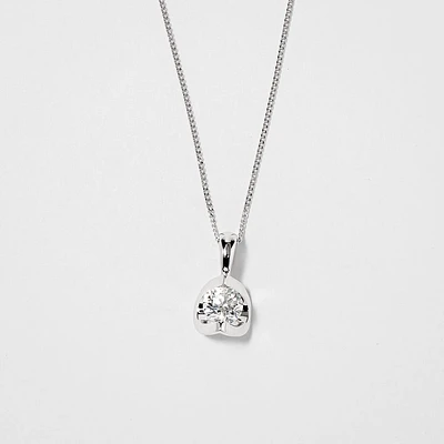 Tension Set Canadian Diamond Solitaire Necklace in 14K White Gold (0.3
