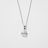 Tension Set Canadian Diamond Solitaire Necklace in 14K White Gold (0.3