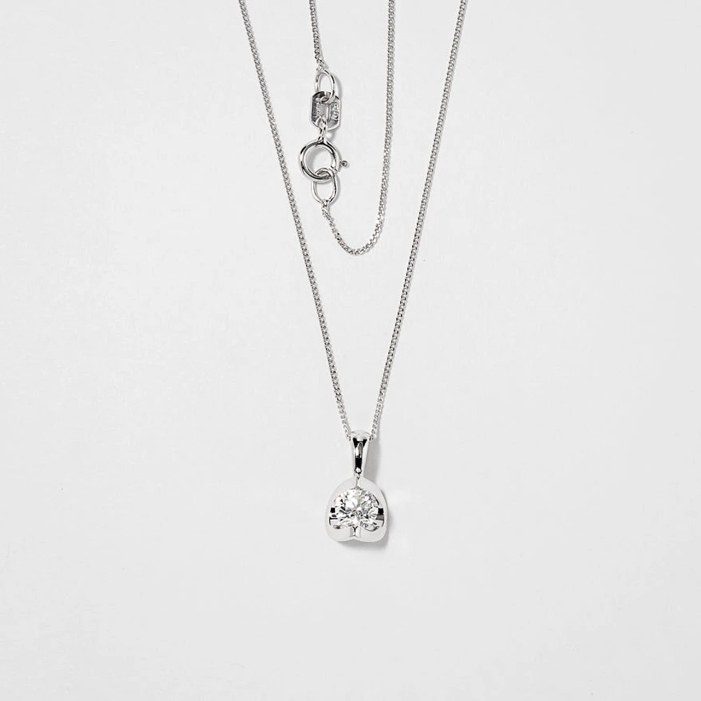 Tension Set Canadian Diamond Solitaire Necklace in 14K White Gold (0.3