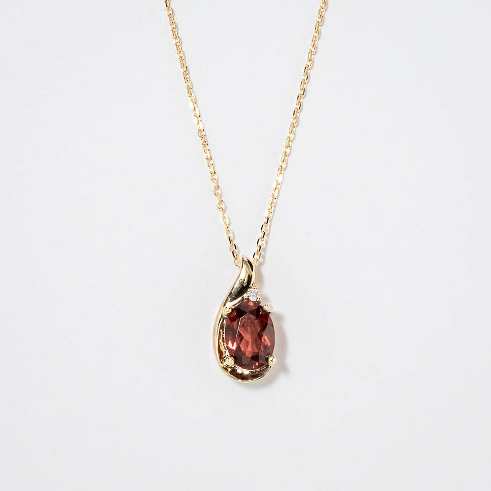 Garnet Necklace in 10K Yellow Gold