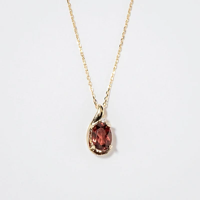 Garnet Necklace in 10K Yellow Gold