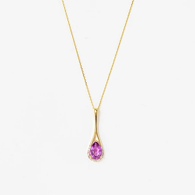 Amethyst Pendant Necklace in 10K Yellow Gold