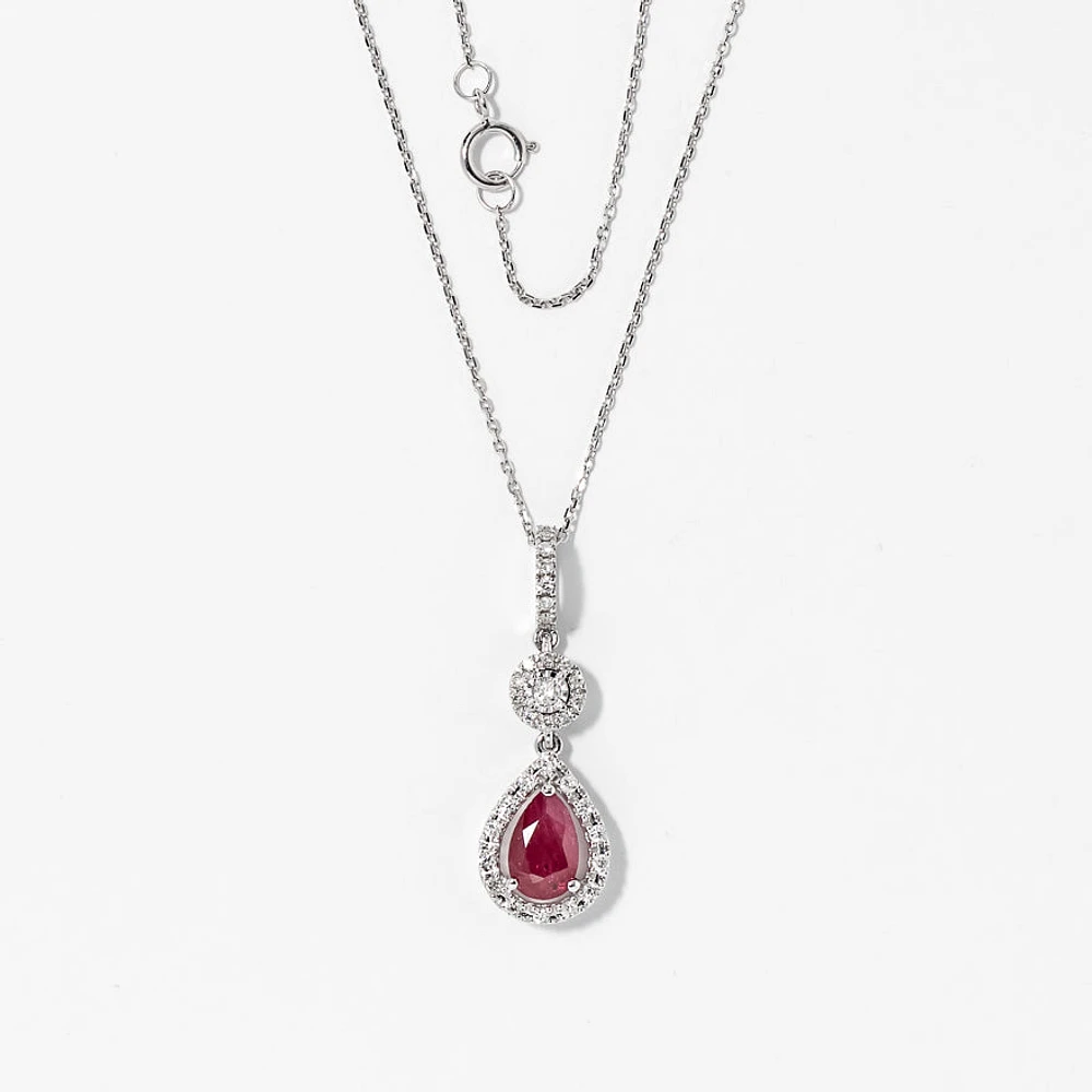 Ruby Necklace in 10K White Gold