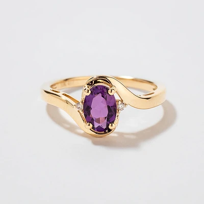 Amethyst Ring 10K Yellow Gold