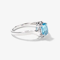 Blue Topaz Ring 10K White Gold