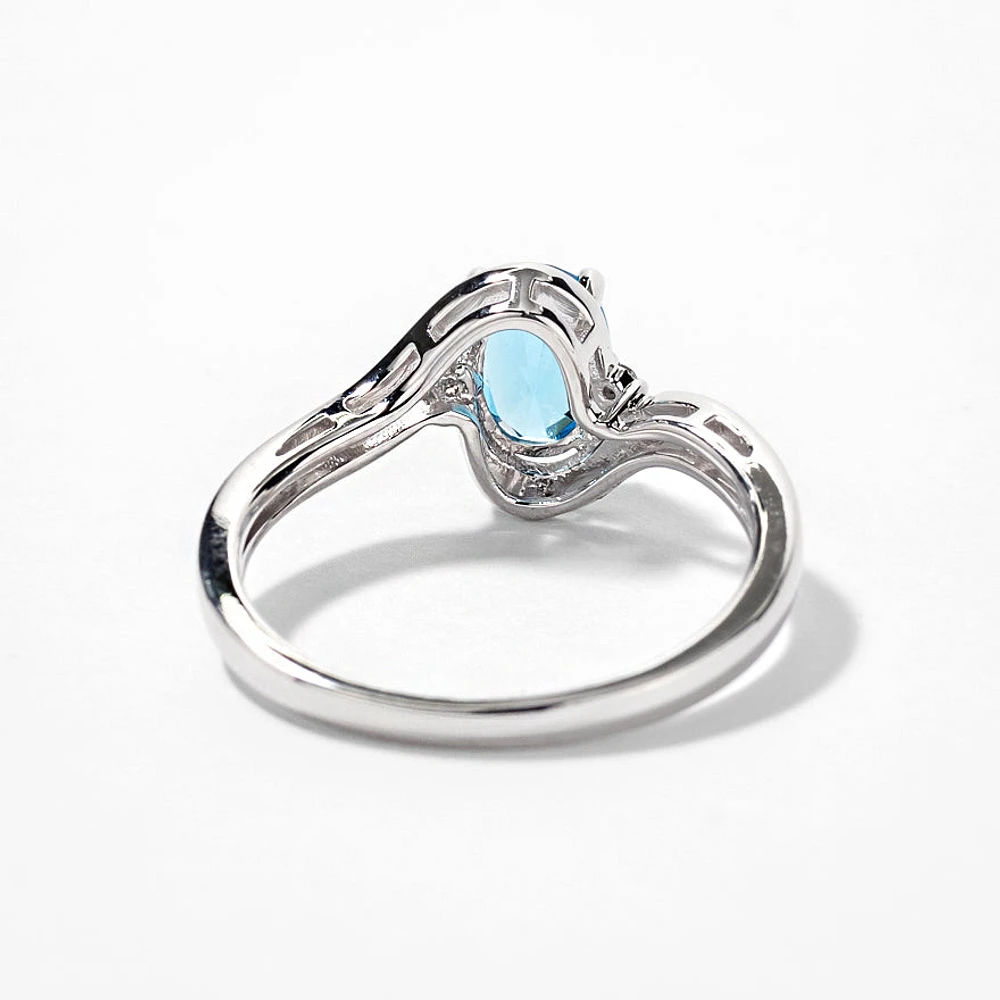 Blue Topaz Ring 10K White Gold