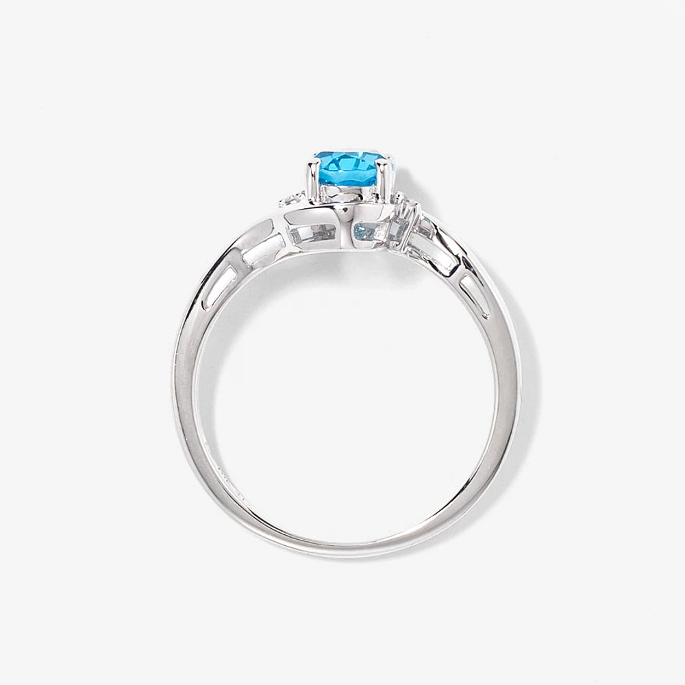 Blue Topaz Ring 10K White Gold
