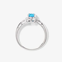 Blue Topaz Ring 10K White Gold