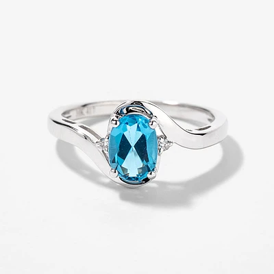 Blue Topaz Ring 10K White Gold