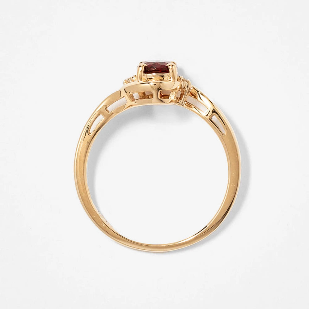 Garnet Ring 10K Yellow Gold