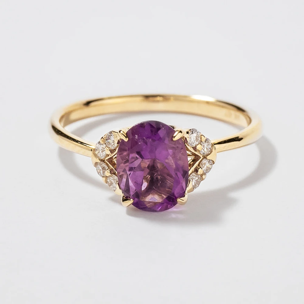 Amethyst Ring 10K Yellow Gold
