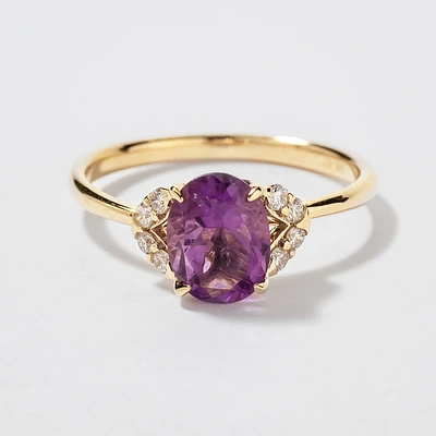 Amethyst Ring 10K Yellow Gold