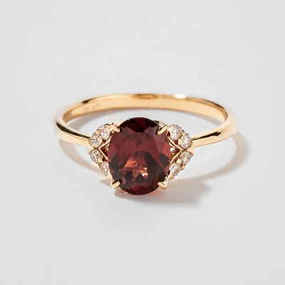 Garnet Ring 10K Yellow Gold