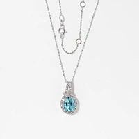 Blue Topaz Pendant Necklace in 10K White Gold